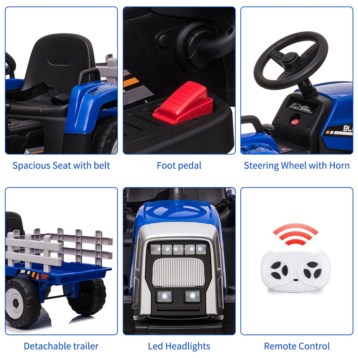 Ride-On Electric Tractor with Trailer for Toddlers - Remote Controlled