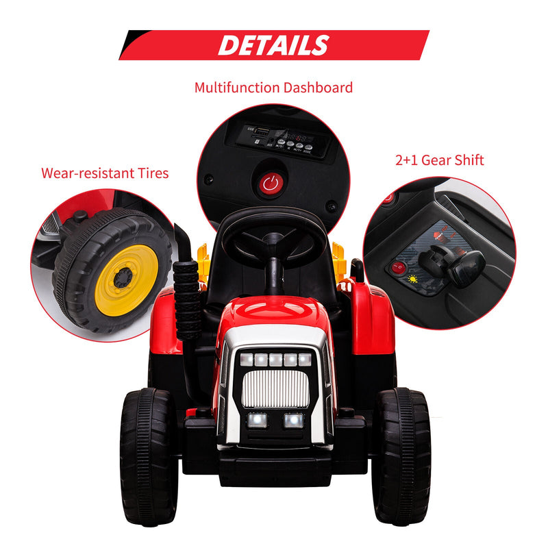 Ride-On Electric Tractor with Trailer for Toddlers - Remote Controlled