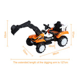 Electric Ride-On Excavator Digger with Motorized Arm and Music Sounds Construction Vehicle