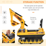 Movable Ride-On Excavator Toy Tractor Digger Scooter Walker for Toddler Pretend Play