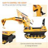 Movable Ride-On Excavator Toy Tractor Digger Scooter Walker for Toddler Pretend Play