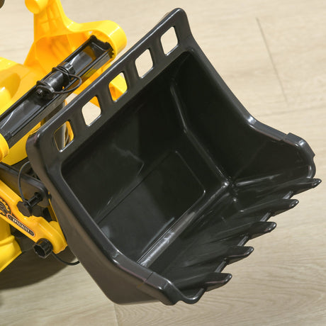 Kids Ride-On Excavator Bulldozer with Under-Seat Storage and Pull Cart
