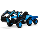12V Electric Ride-On Excavator with Detachable Trailer and Remote Control