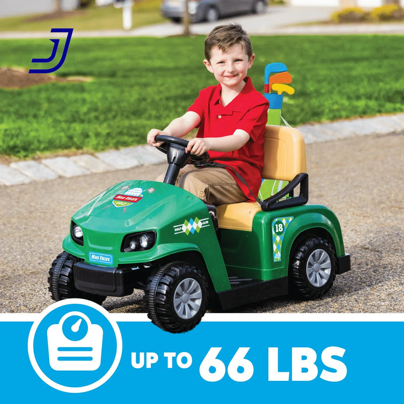 6V Electric Ride-On Golf Cart for Toddlers with Golf Clubs and Balls, Ages 3 and Up
