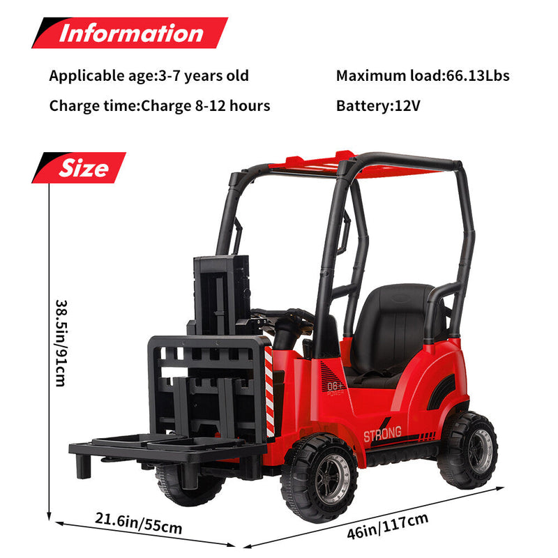 12V Ride-On Forklift Car with Liftable Fork and Pallet Tent