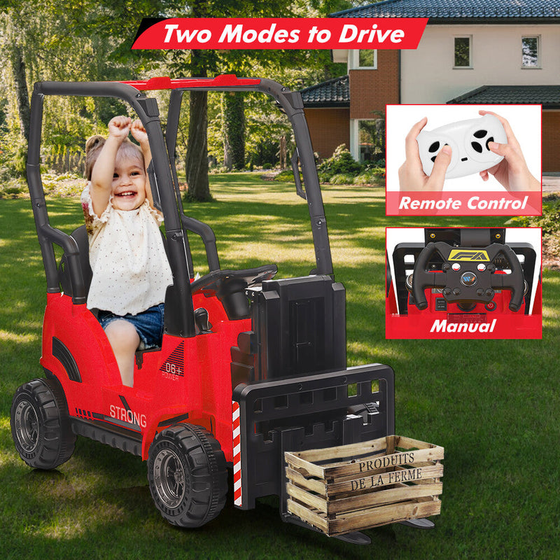 12V Ride-On Forklift Car with Liftable Fork and Pallet Tent