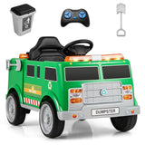 Remote Control Ride-On Garbage Truck with Trash Bin, Shovel, Lights, and Sound Effects