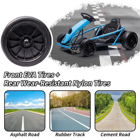 24V Electric Ride-On Go-Kart for Kids High-Speed Drifting Car Toy