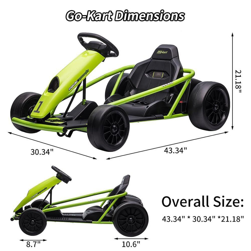 24V Electric Ride-On Go-Kart for Kids High-Speed Drifting Car Toy
