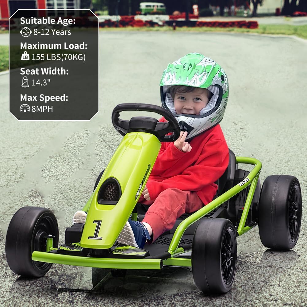 24V Electric Ride-On Go-Kart for Kids High-Speed Drifting Car Toy