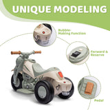 6V Ride-On Motorcycle and Bubble Car with Music - Cream Color