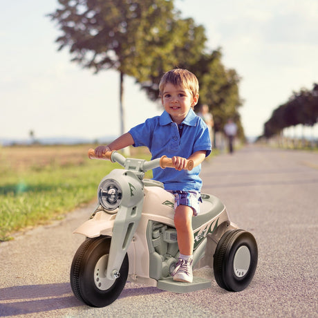 6V Ride-On Motorcycle and Bubble Car with Music - Cream Color