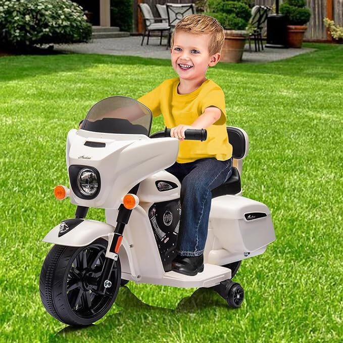 6V Electric Ride-On Dirt Bike for Kids with Licensed Design and Built-In Music