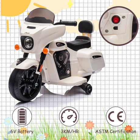 6V Electric Kids Ride-On Dirt Bike with USB AUX Music and Headlight