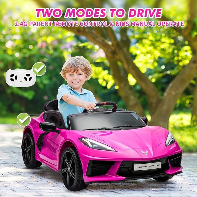 12V Battery-Powered Ride-On Sports Car for Kids Licensed Corvette Model