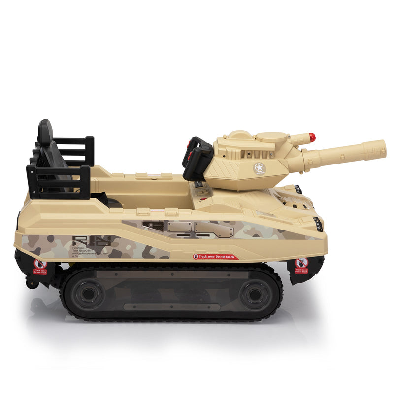 24V Ride-On Thunder Tank Car with Fighting Cannon and Rotating Turret