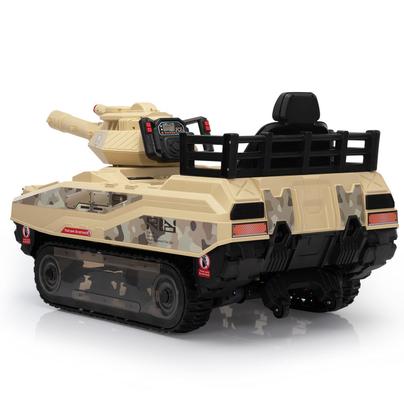 24V Ride-On Thunder Tank Car with Fighting Cannon and Rotating Turret