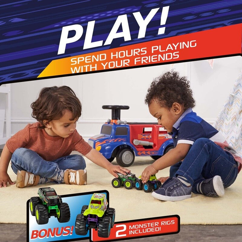 Interactive Monster Truck Ride-On Toy Carrier for Kids Ages 1-3, Supports up to 44 lbs, Unisex