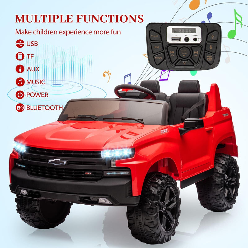 24V 2-Seater Ride-On Truck with 3 Speeds, Music, and LED Lights - Licensed Chevrolet Silverado