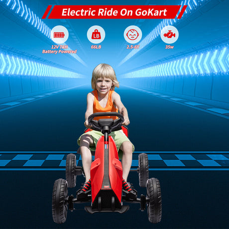 Electric 12V Drift Ride-On Kart with Adjustable Seat, 2 Speeds, and Shock Absorbers