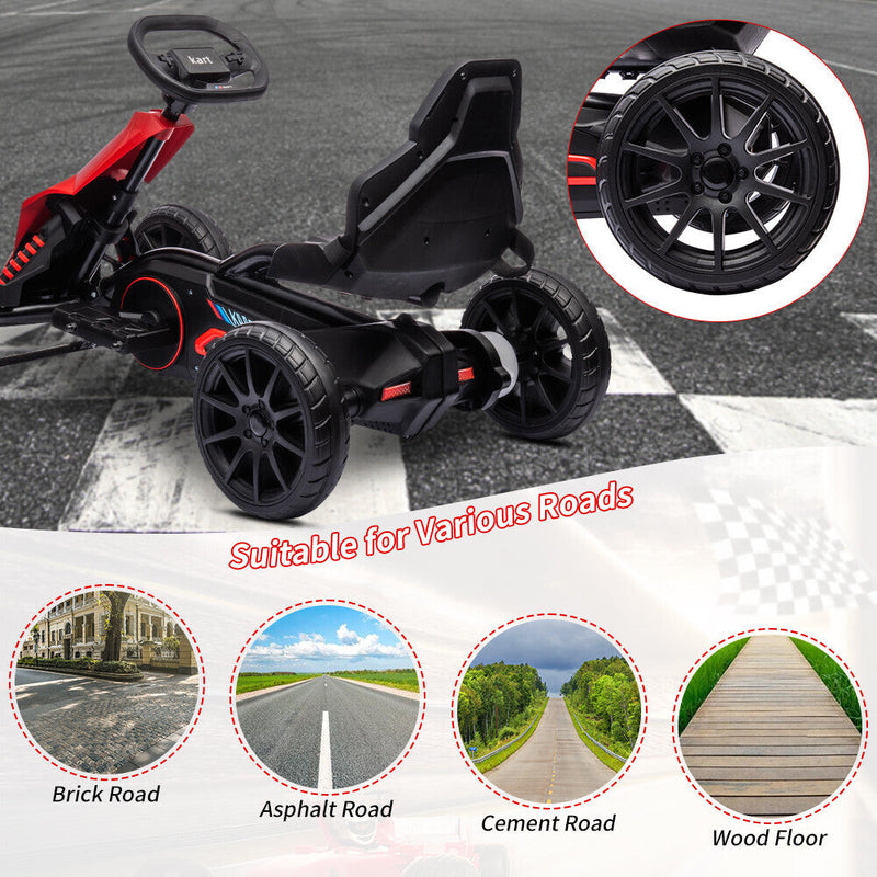 Electric 12V Drift Ride-On Kart with Adjustable Seat, 2 Speeds, and Shock Absorbers