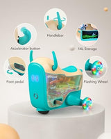 2-in-1 Electric Ride-On Car with Storage for Kids Ages 4-8, Blue