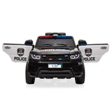 12V Electric Battery-Powered Police SUV Ride-On Toy with Remote Control, Black