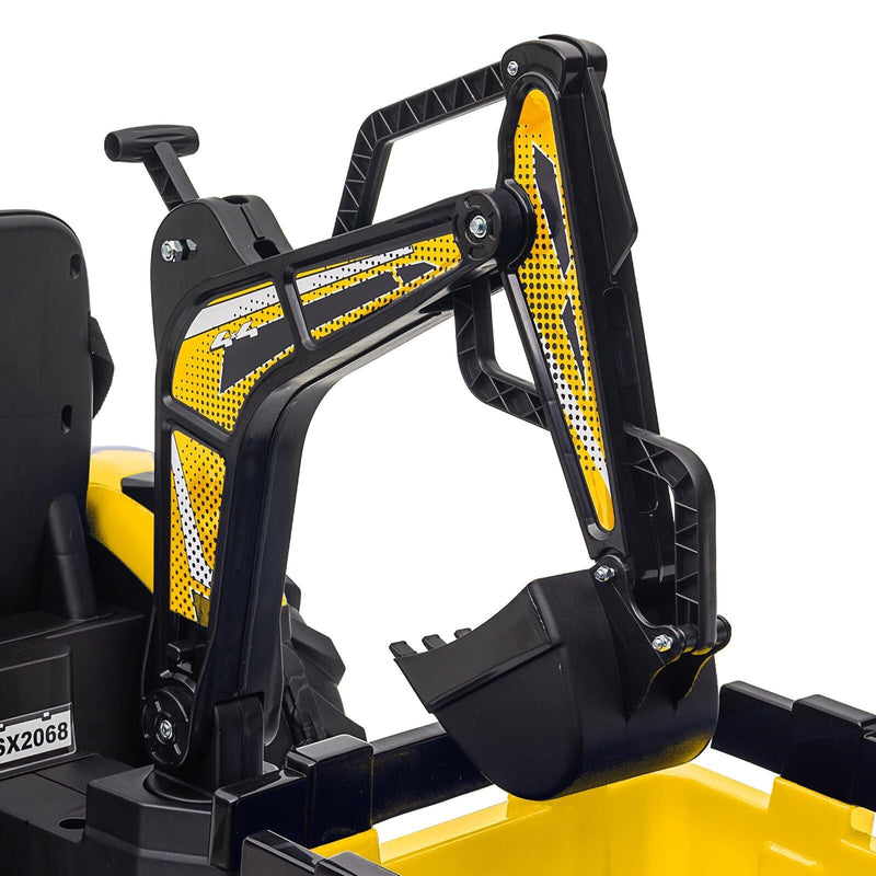 24V Electric Ride-On Tractor with Excavator, Trailer, and Digger Attachments