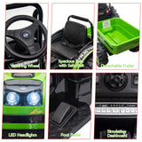 12V Battery-Powered Ride-On Tractor Car with Power Wheels and Parental Remote Control for Kids