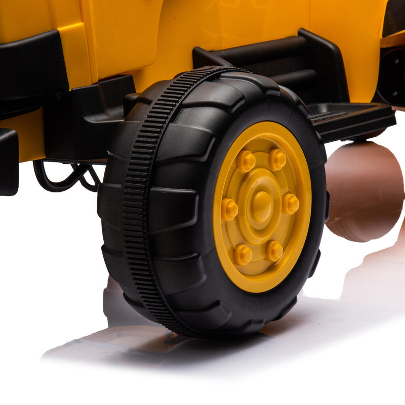 Electric Battery-Powered Ride-On Tractor and Excavator with Trailer for Kids Age 5 and Up