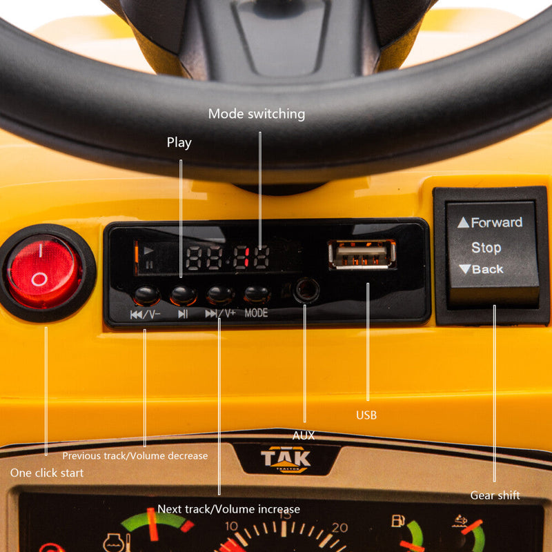 Electric Battery-Powered Ride-On Tractor and Excavator with Trailer for Kids Age 5 and Up