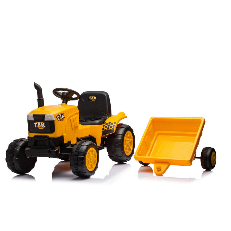 Electric Battery-Powered Ride-On Tractor and Excavator with Trailer for Kids Age 5 and Up