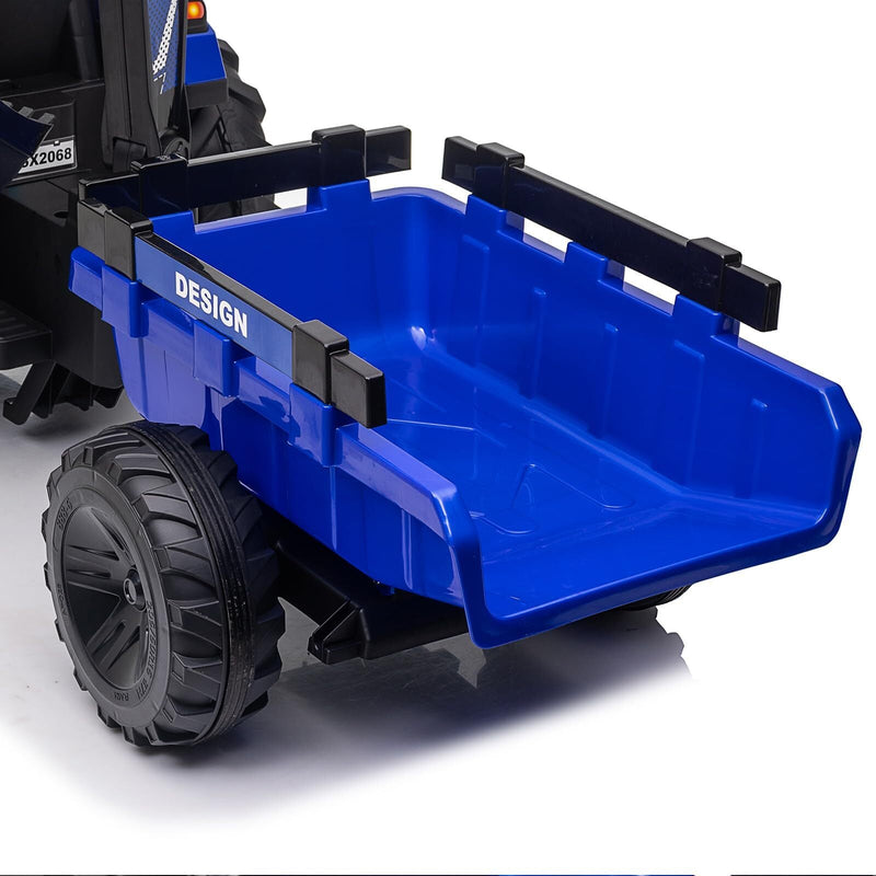24V Electric Ride-On Tractor for Kids with Trailer, Excavator and Bulldozer Attachments