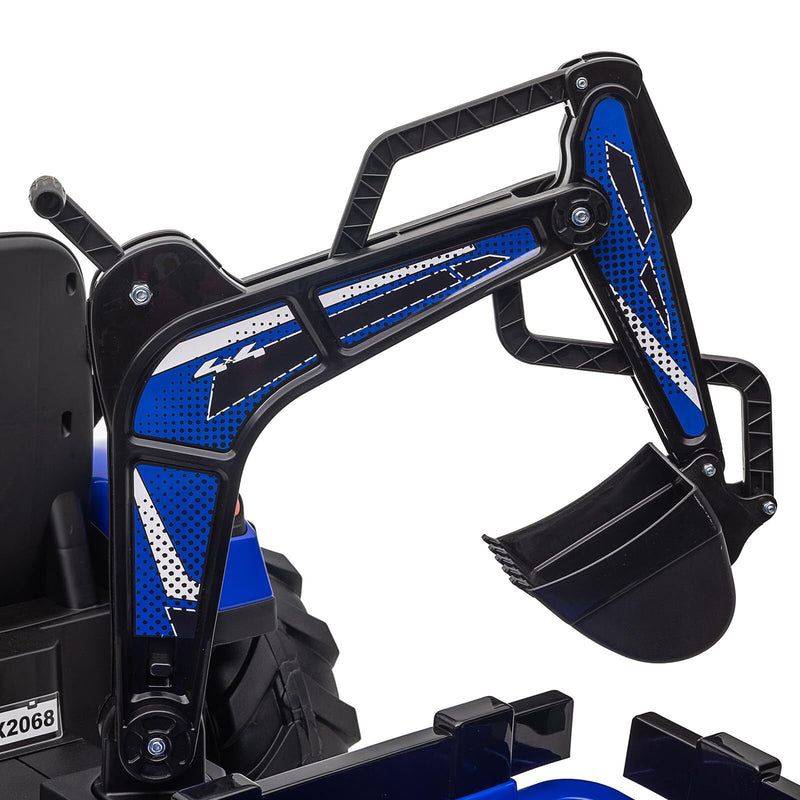 24V Electric Ride-On Tractor for Kids with Trailer, Excavator, and Bulldozer Attachments