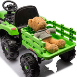 24V Battery-Powered Electric Ride-On Tractor with Trailer and Dual 200W Motors