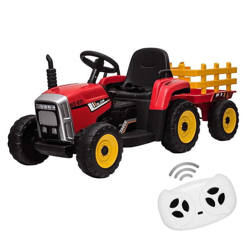 Ride-On Tractor Trailer for Kids with Remote Control and MP3 Player - 12V 35W Toy Gift