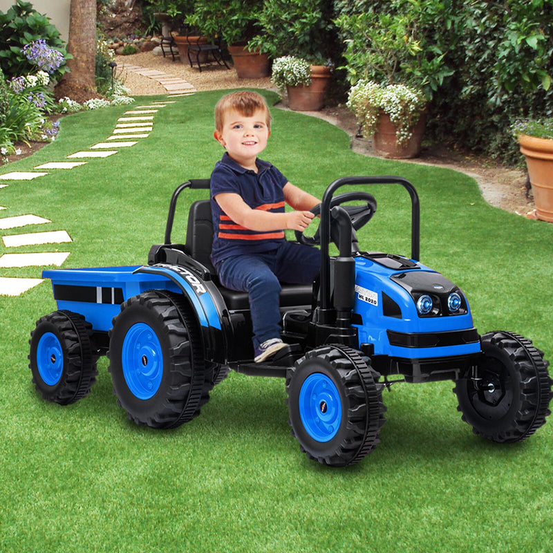 12V Battery-Powered Ride-On Tractor with Trailer and Remote Control Electric Car