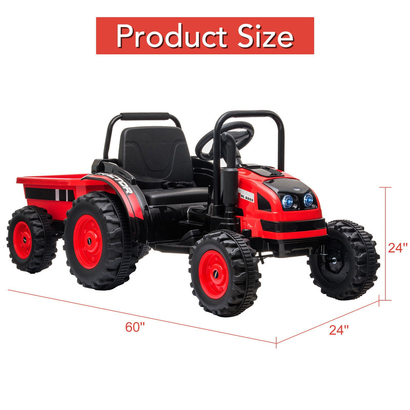 12V Battery-Powered Ride-On Tractor with Trailer and Remote Control Electric Car