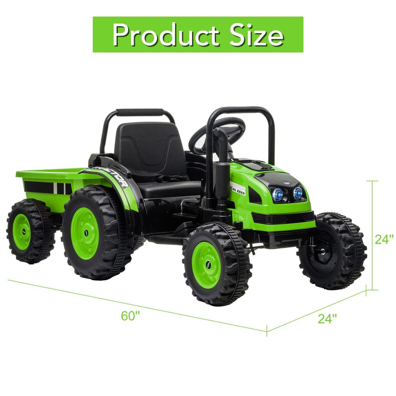 12V Battery-Powered Ride-On Tractor with Trailer and Remote Control Electric Car