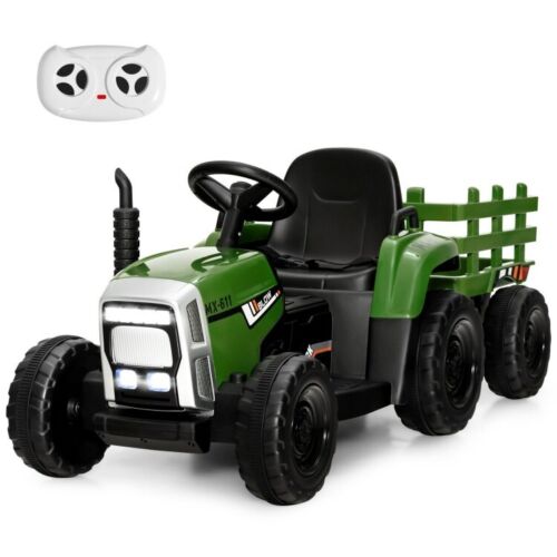 Ride-On Tractor with Trailer and Remote Control for Kids 3+ Years with Lights