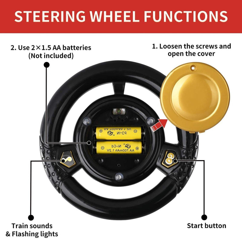 Electric Ride-On Train Set with Track, 2-Seater, Cargo Car, and Music Features