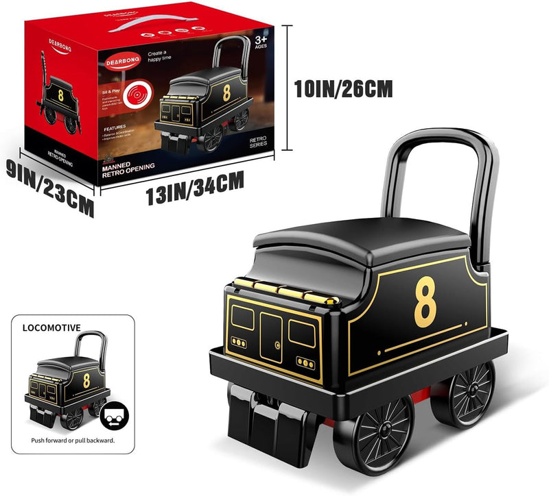 Electric Ride-On Train Set with Track, 2-Seater, Cargo Car, Music, and Lights