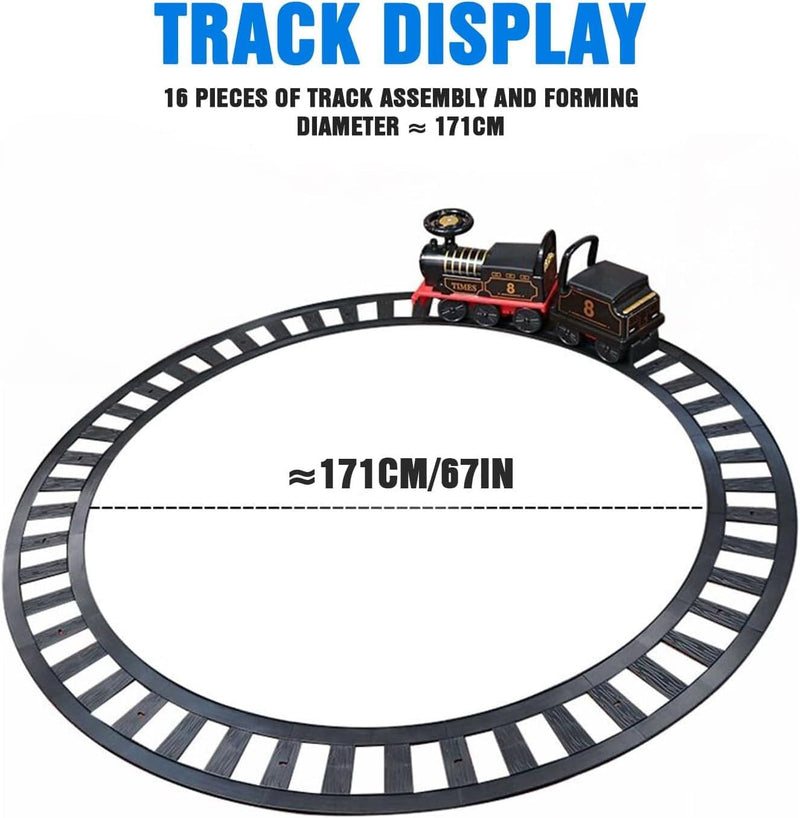 Electric Ride-On Train Set with Track, 2-Seater, Cargo Car, Music, and Lights