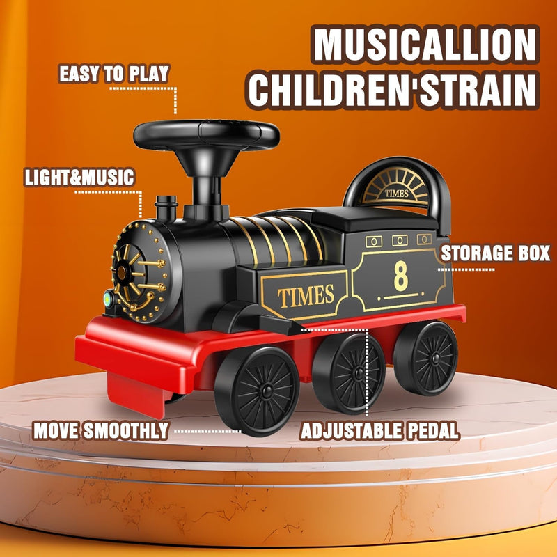 Electric Ride-On Train Set with Track, 2-Seater Cargo Car, Music and Lights