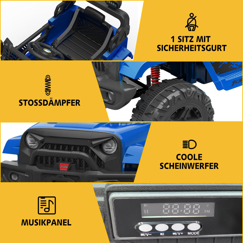 12V Battery-Powered Electric Ride-On Truck with Remote Control and LED Lights