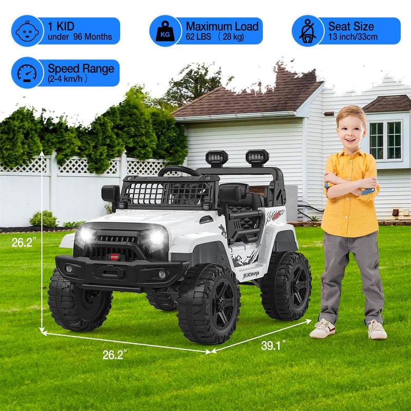 12V Kids Ride-On Truck with Parent Remote Control, LED Lights, AUX Port, and Dual Speakers