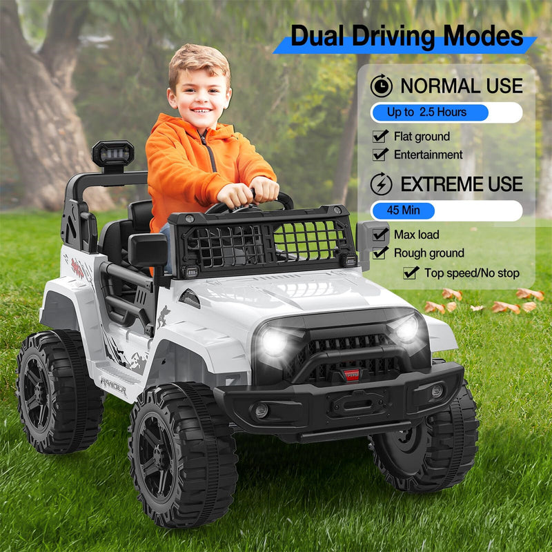 12V Kids Ride-On Truck with Parent Remote Control, LED Lights, AUX Port, and Dual Speakers