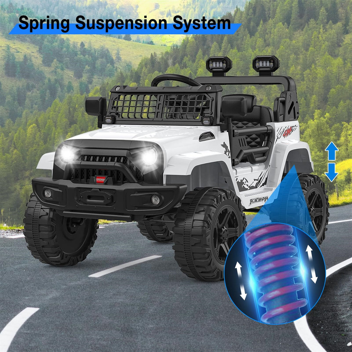 12V Kids Ride-On Truck with Parent Remote Control, LED Lights, AUX Port, and Dual Speakers