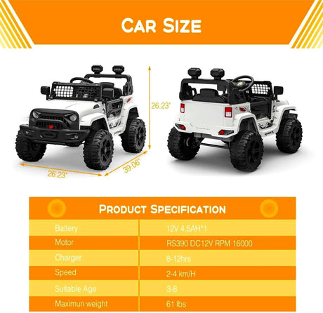 12V Electric Ride-On Truck Car for Kids with Remote Control and Music