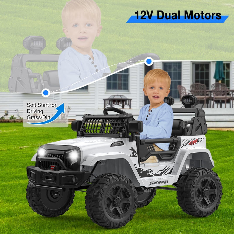 12V Kids Electric Ride-On Truck and Car with Parent Remote Control and LED Lights